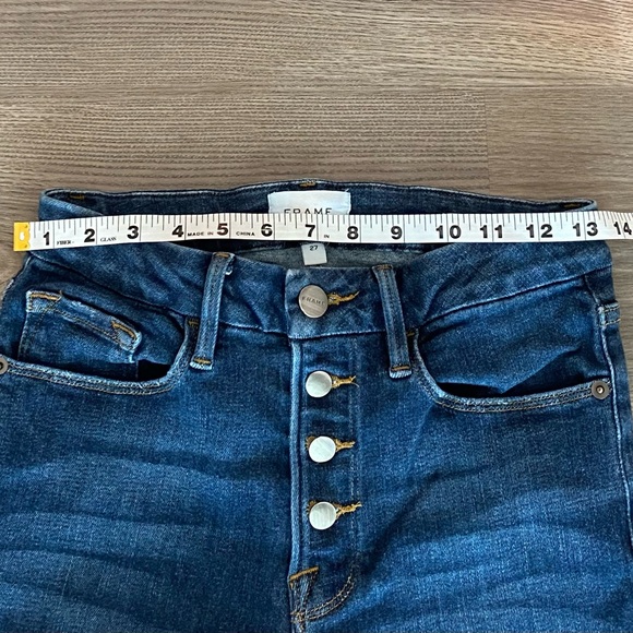 Frame Le Mini Boot in Vinyl Button Fly High Waist Denim Jeans Women’s size 27 - Picture 4 of 10